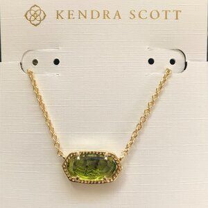 Kendra Scott Elisa Gold Tone Peridot Illusion Short Pendant Necklace
